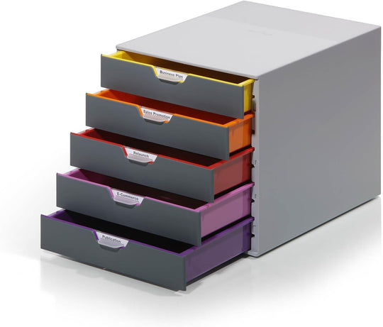 5 Drawer Unit A4 Colour Coded Draws Desktop