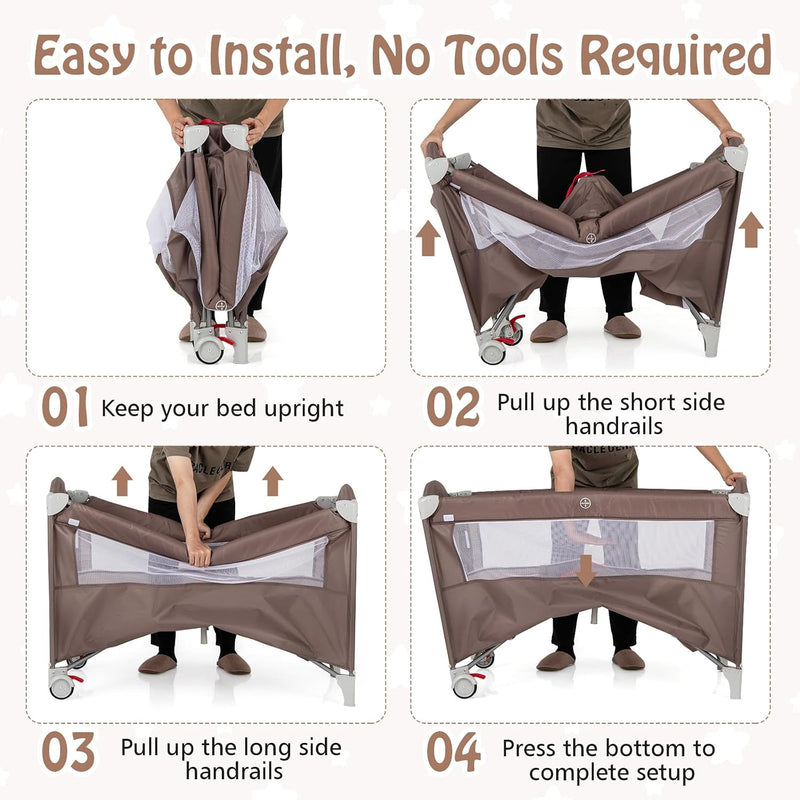 5 in 1 Folding Travel Cot Portable Baby