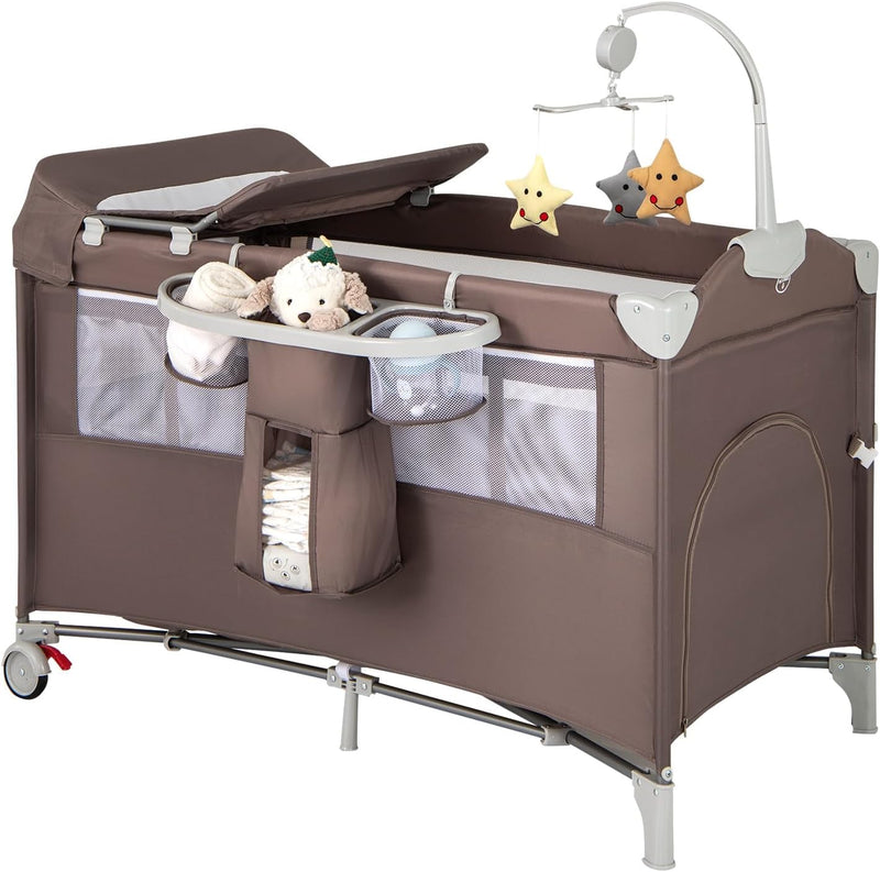 5 in 1 Folding Travel Cot Portable Baby