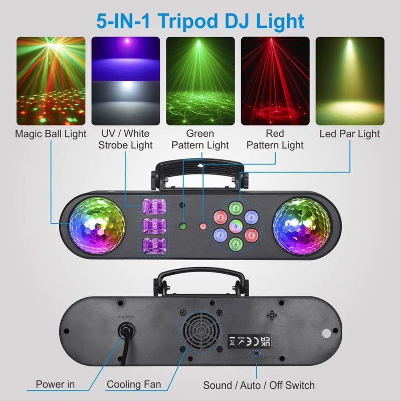 5-In-1 LED Dj Stand Light System with Kaleidoscope