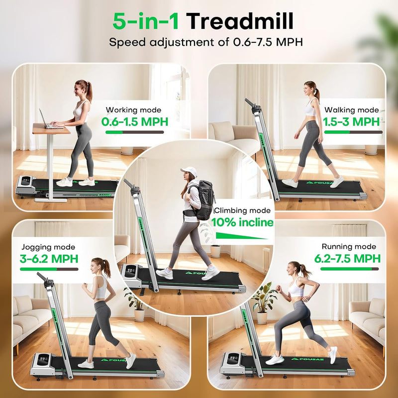 5 in 1 Walking Pad 7.5MPH Foldable Treadmill