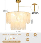 5-Light Brushed Nickel Chandelier with Shade 26" Rustic