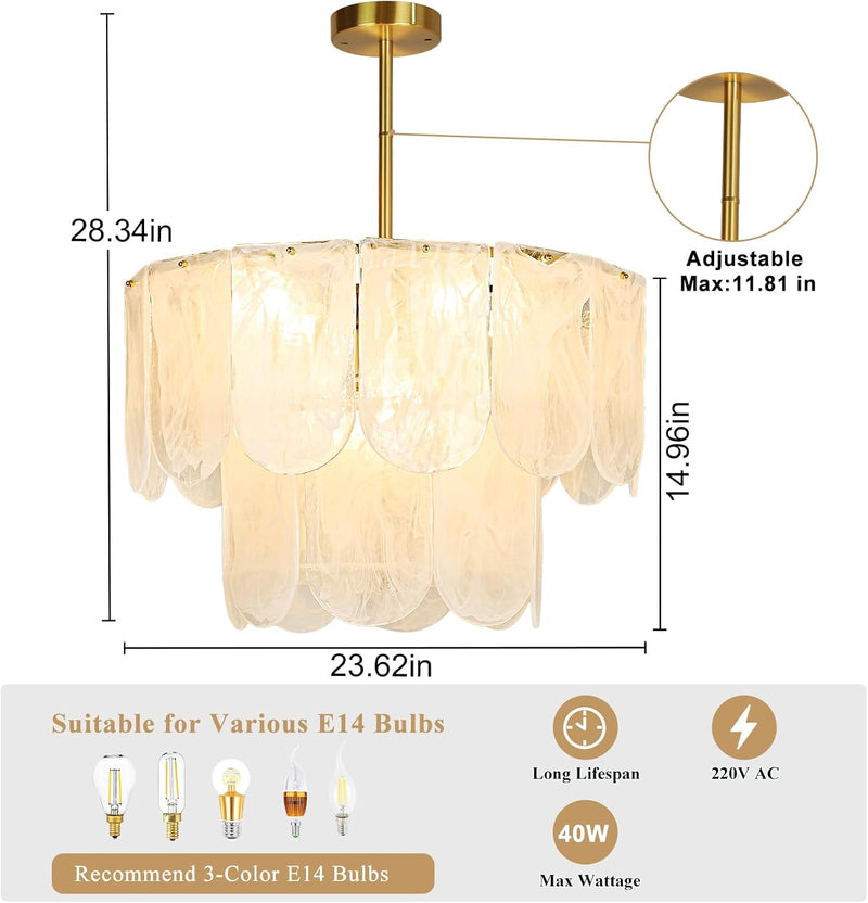 5-Light Brushed Nickel Chandelier with Shade 26" Rustic