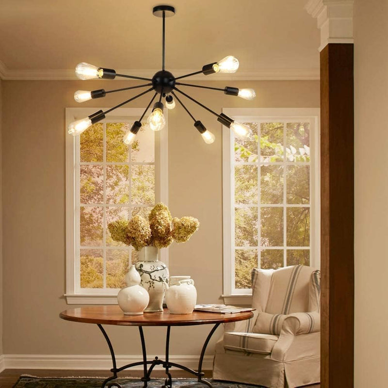 5-Light Brushed Nickel Chandelier with Shade 26" Rustic