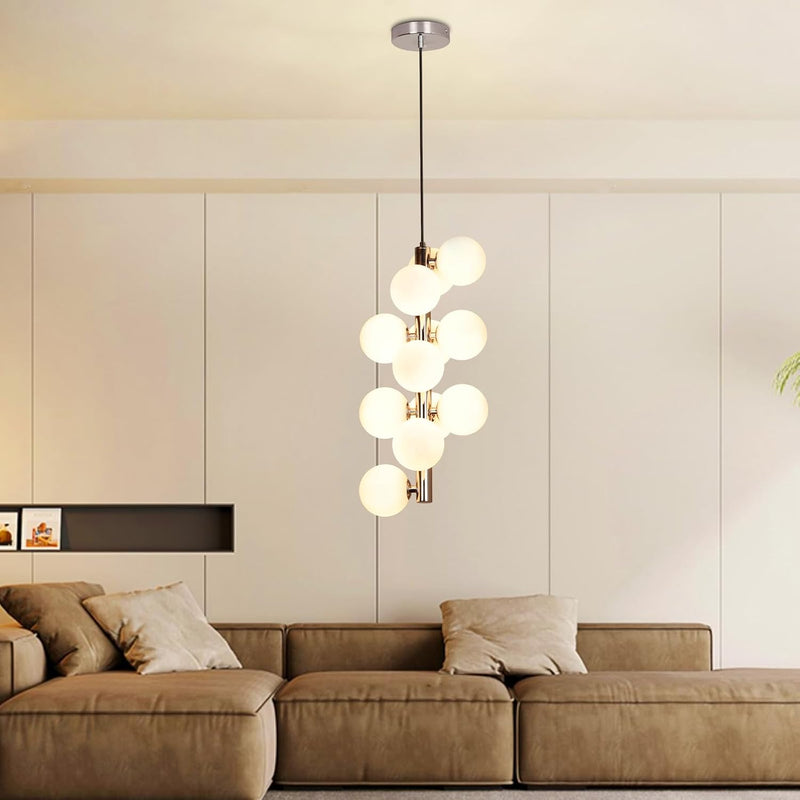5-Light Brushed Nickel Chandelier with Shade 26" Rustic