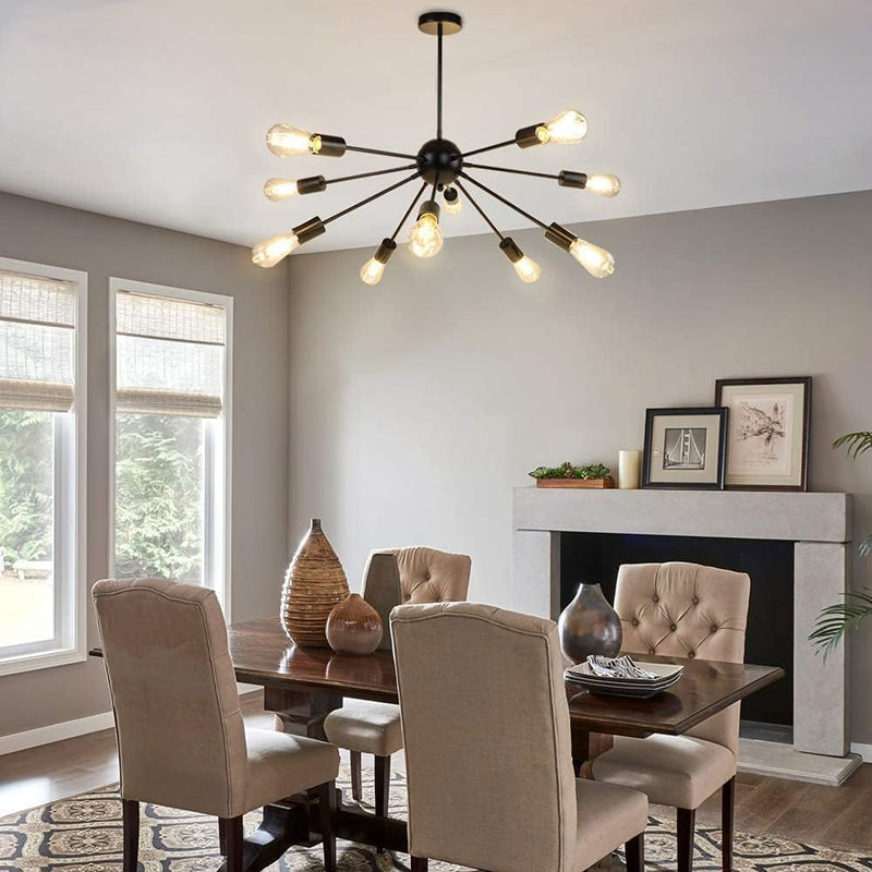 5-Light Brushed Nickel Chandelier with Shade 26" Rustic