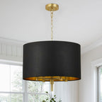 5-Light Brushed Nickel Chandelier with Shade 26" Rustic