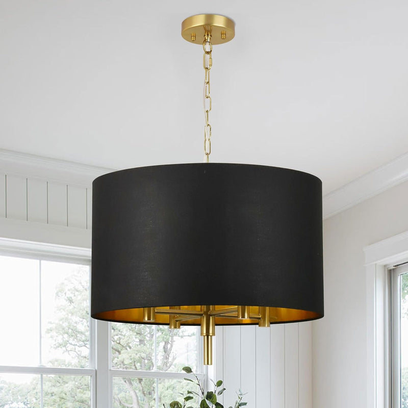5-Light Brushed Nickel Chandelier with Shade 26" Rustic