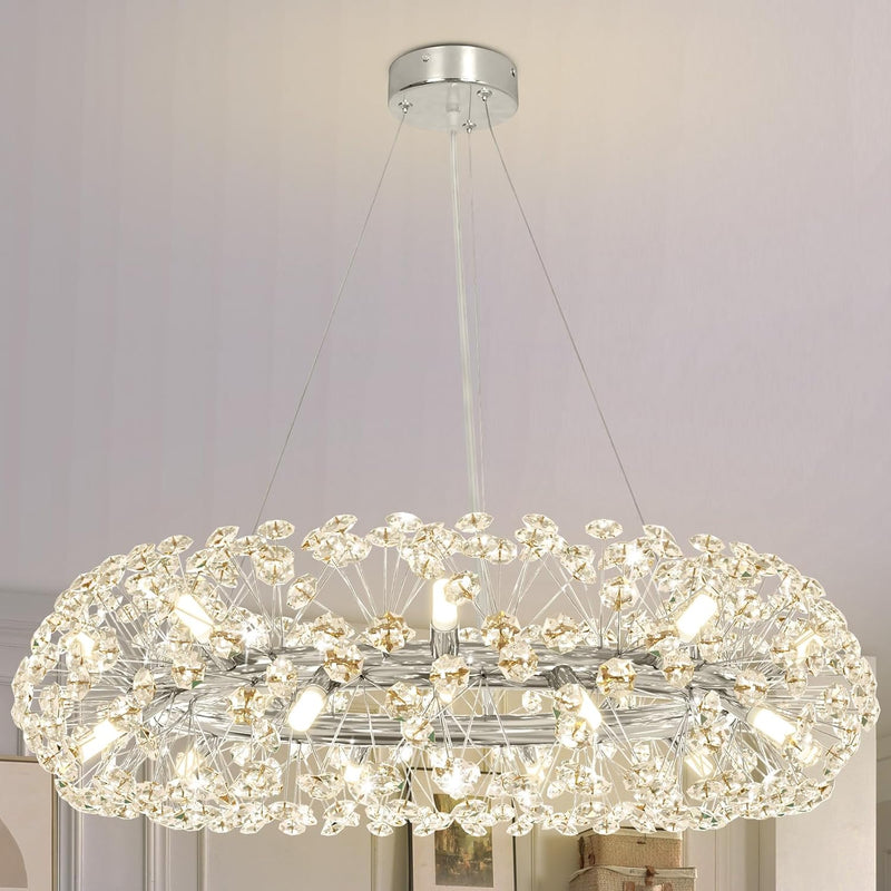 5-Light Brushed Nickel Chandelier with Shade 26" Rustic