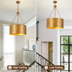 5-Light Brushed Nickel Chandelier with Shade 26" Rustic