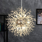 5-Light Brushed Nickel Chandelier with Shade 26" Rustic