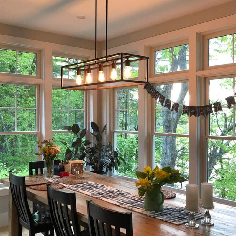 5-Light Brushed Nickel Chandelier with Shade 26" Rustic