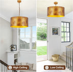 5-Light Brushed Nickel Chandelier with Shade 26" Rustic