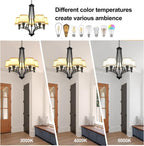 5-Light Brushed Nickel Chandelier with Shade 26" Rustic