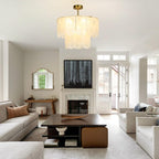 5-Light Brushed Nickel Chandelier with Shade 26" Rustic
