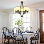 5-Light Brushed Nickel Chandelier with Shade 26" Rustic