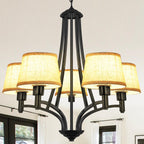 5-Light Brushed Nickel Chandelier with Shade 26" Rustic