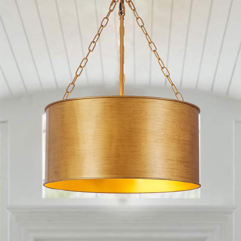 5-Light Brushed Nickel Chandelier with Shade 26" Rustic