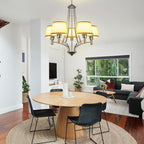 5-Light Brushed Nickel Chandelier with Shade 26" Rustic