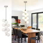 5-Light Brushed Nickel Chandelier with Shade 26" Rustic