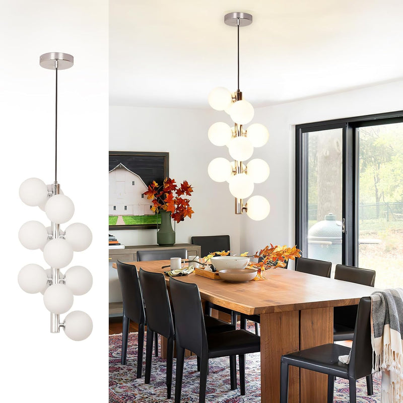 5-Light Brushed Nickel Chandelier with Shade 26" Rustic