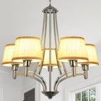 5-Light Brushed Nickel Chandelier with Shade 26" Rustic