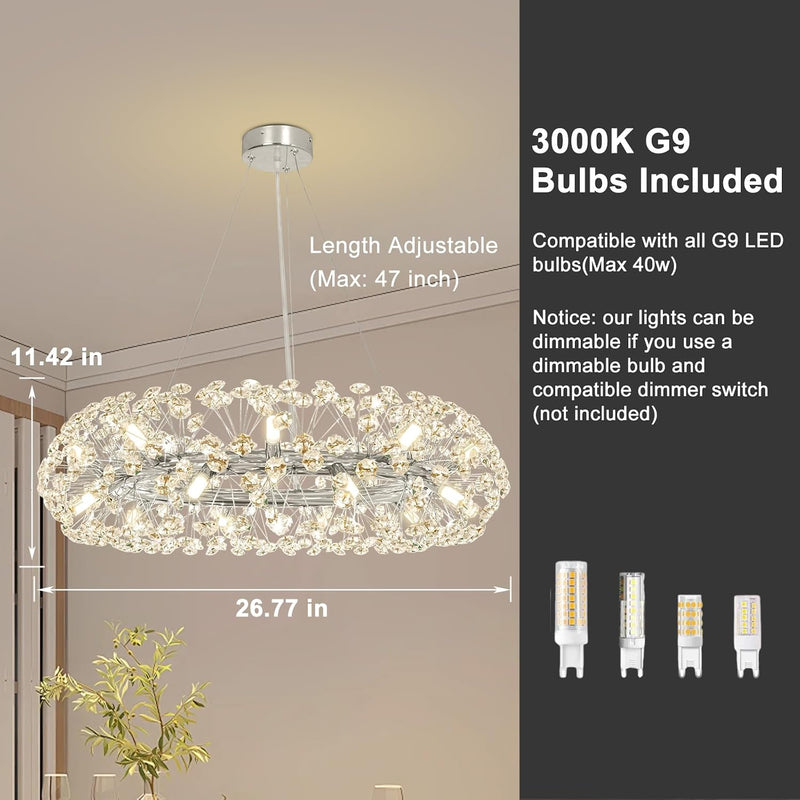 5-Light Brushed Nickel Chandelier with Shade 26" Rustic