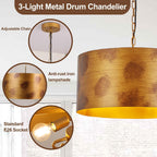 5-Light Brushed Nickel Chandelier with Shade 26" Rustic