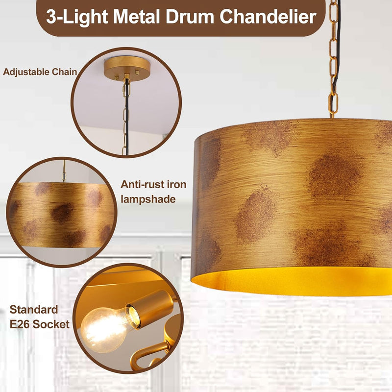 5-Light Brushed Nickel Chandelier with Shade 26" Rustic