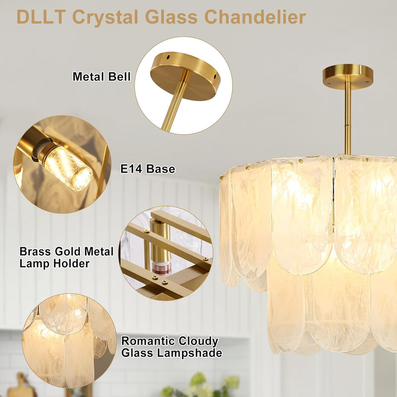 5-Light Brushed Nickel Chandelier with Shade 26" Rustic