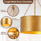 5-Light Brushed Nickel Chandelier with Shade 26" Rustic
