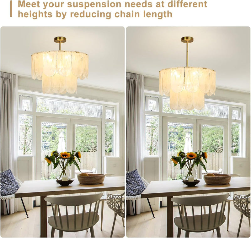5-Light Brushed Nickel Chandelier with Shade 26" Rustic