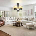 5-Light Brushed Nickel Chandelier with Shade 26" Rustic