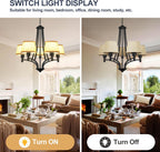 5-Light Brushed Nickel Chandelier with Shade 26" Rustic