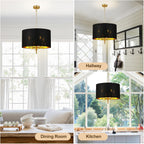 5-Light Brushed Nickel Chandelier with Shade 26" Rustic