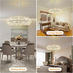 5-Light Brushed Nickel Chandelier with Shade 26" Rustic