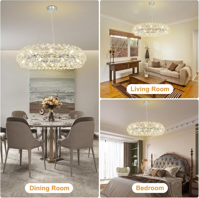 5-Light Brushed Nickel Chandelier with Shade 26" Rustic