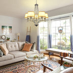 5-Light Brushed Nickel Chandelier with Shade 26" Rustic