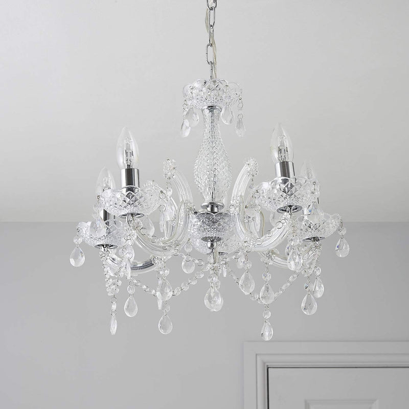 5 Light Chandelier Smoked Acrylic