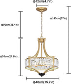 5-Light Crystal Chandelier Ceiling Light Fixture with Adjustable