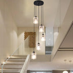 5-Light Long Crystal Pendant Chandelier for High Ceilings