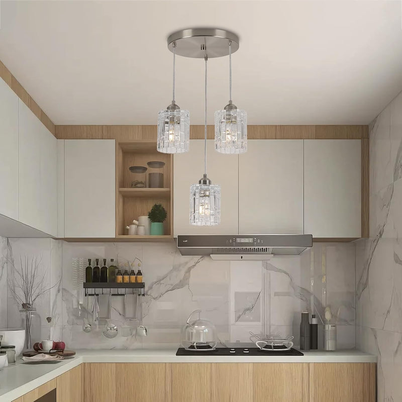 5-Light Long Crystal Pendant Chandelier for High Ceilings