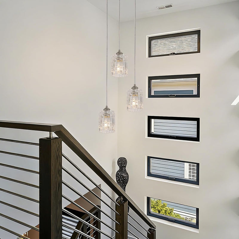 5-Light Long Crystal Pendant Chandelier for High Ceilings