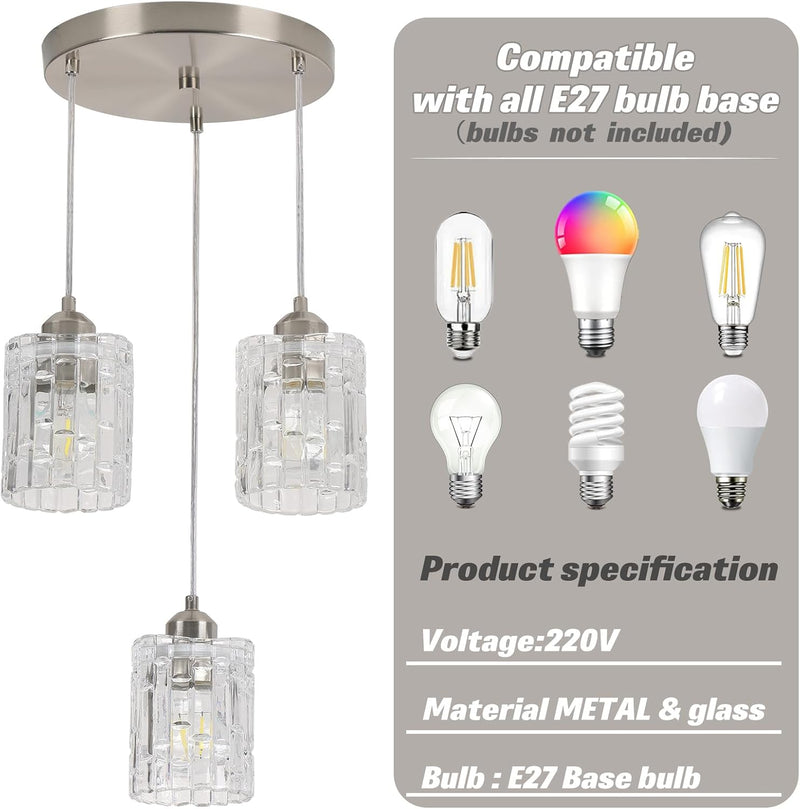 5-Light Long Crystal Pendant Chandelier for High Ceilings