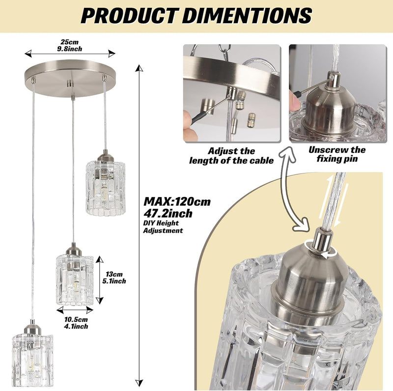 5-Light Long Crystal Pendant Chandelier for High Ceilings