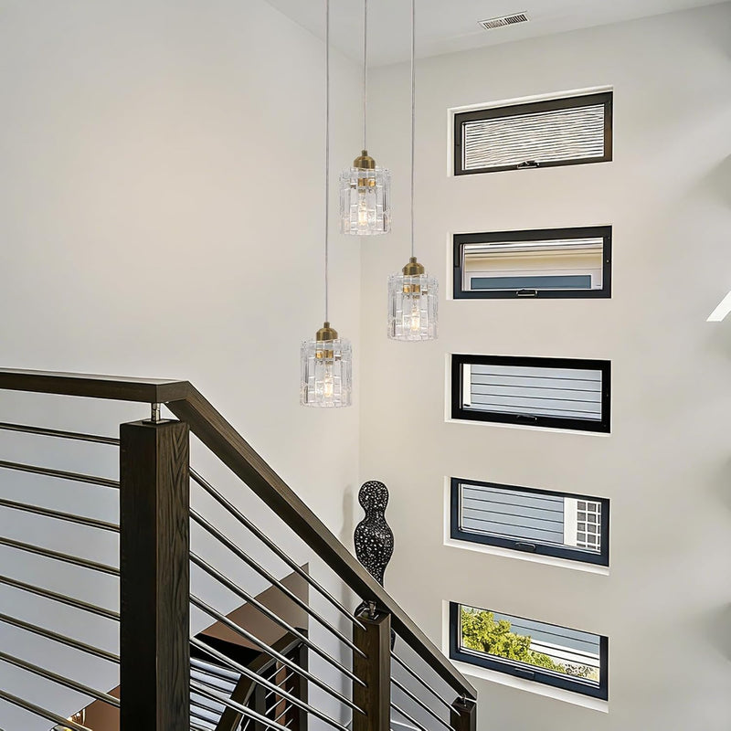 5-Light Long Crystal Pendant Chandelier for High Ceilings