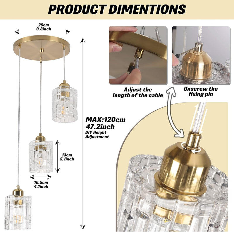 5-Light Long Crystal Pendant Chandelier for High Ceilings