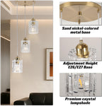 5-Light Long Crystal Pendant Chandelier for High Ceilings