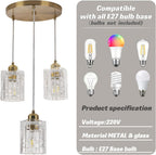5-Light Long Crystal Pendant Chandelier for High Ceilings