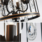 5-Light Metal Chandelier Imitation Wood Grain Linear Pendant
